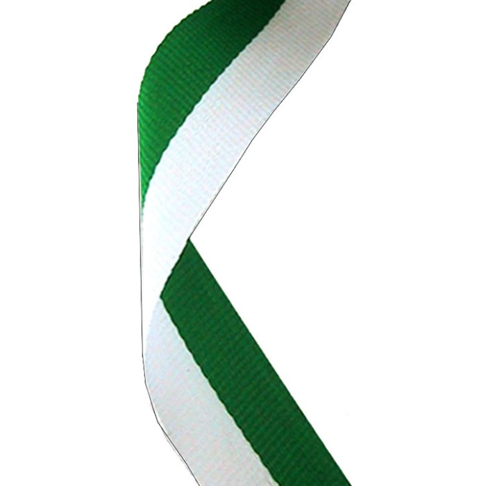 22MM GREEN & WHITE RIBBON